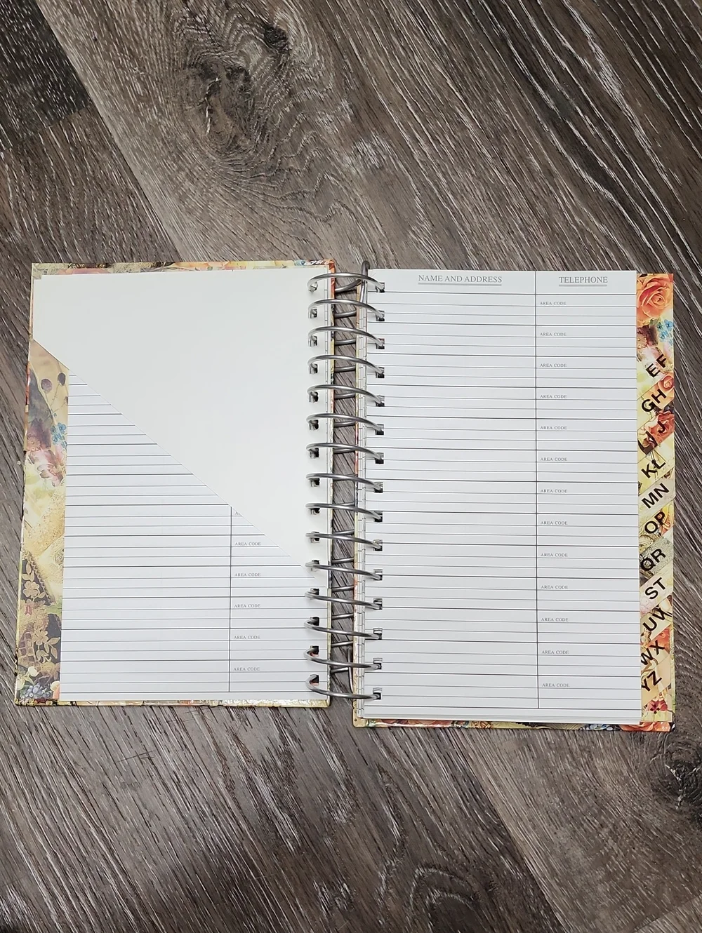Vintage Hardcover Spiral Bound Floral Address Book - New